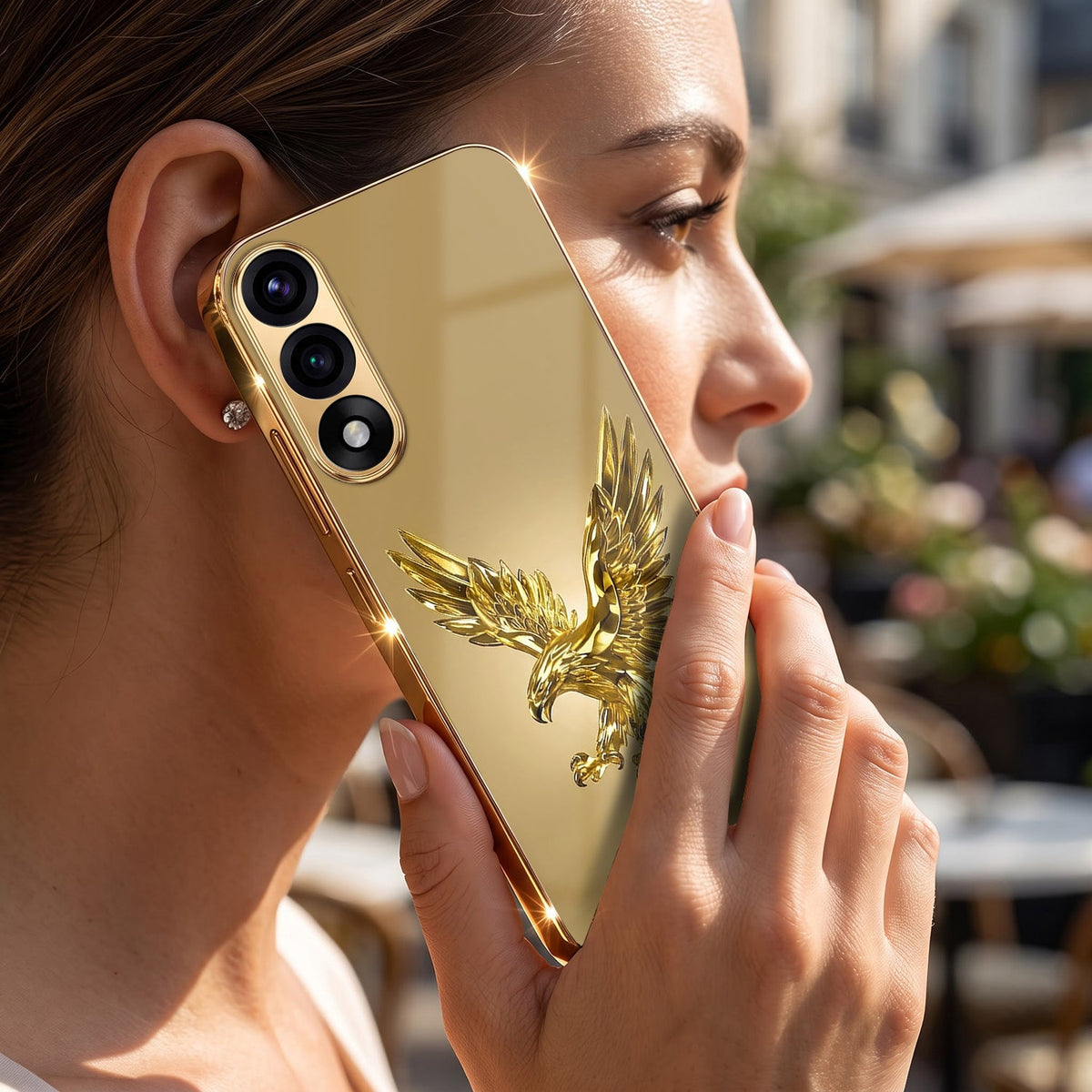 Oneplus Nord 5 5G Golden Eagle Gold Electroplated Glass Phone Back Case