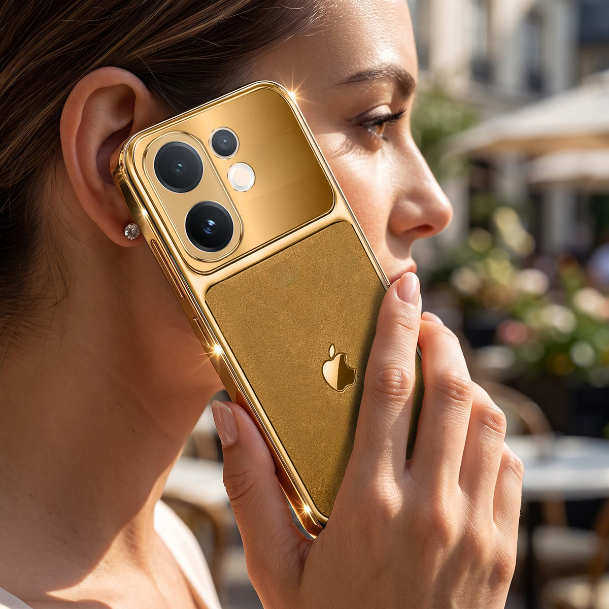 Vivo V60 5G Royal Touch Apple Gold Electroplated Glass Phone Back Case