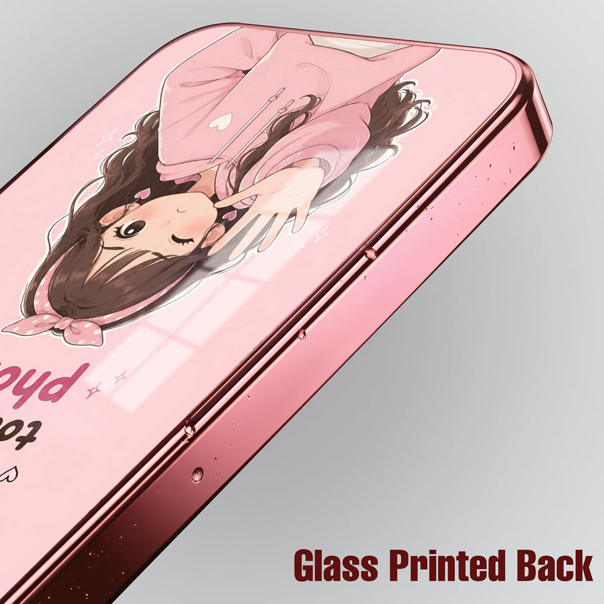 Vivo T5x 5G Luxury Anime Girl Pink Electroplated Glass Phone Back Case