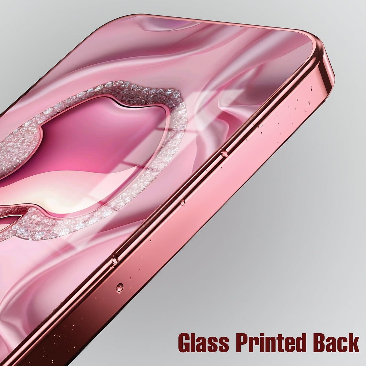 Redmi Note 15 Pro+ 5G Luxury Apple Logo Pink Electroplated Glass Phone Back Case