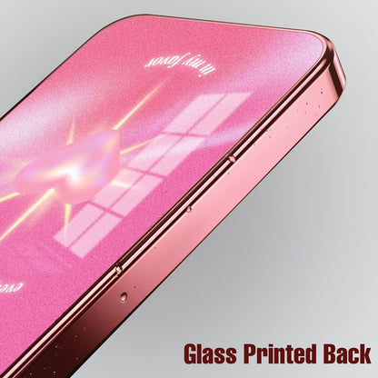 Redmi Note 15 Pro+ 5G Luxury Glowing Heart Pink Electroplated Glass Phone Back Case