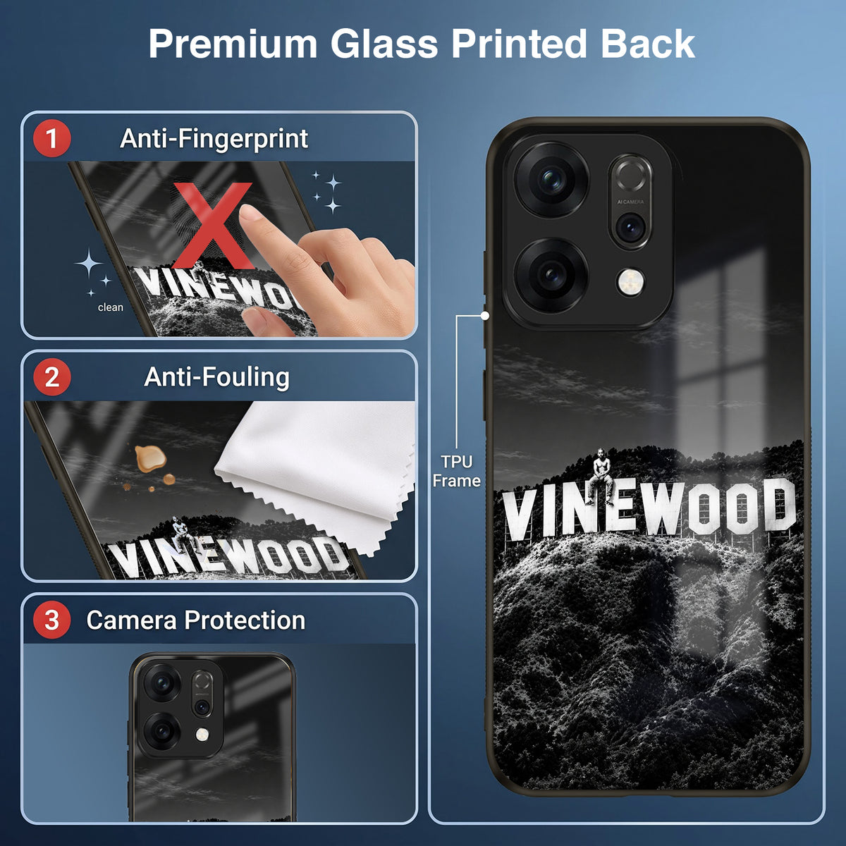 Oppo Reno 14 5G Premium Acrylic Shockproof Glass Back Case (Vinewood)