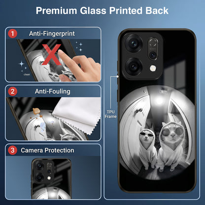 Oppo Reno 14 5G Premium Acrylic Shockproof Glass Back Case (Purrfect Duo)