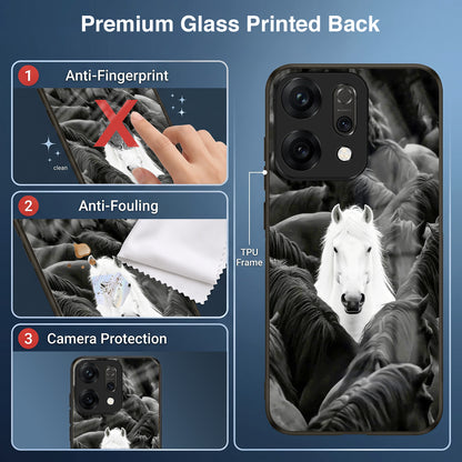 Oppo Reno 14 5G Premium Acrylic Shockproof Glass Back Case (Mystic Stallion)