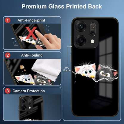 Oppo Reno 14 5G Premium Acrylic Shockproof Glass Back Case (Cute Paws)