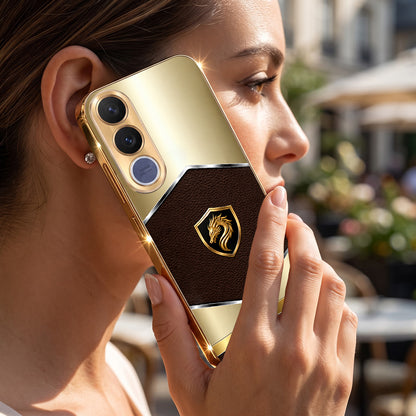 Vivo V70 FE 5G Dragon Crest Gold Electroplated Glass Phone Back Case