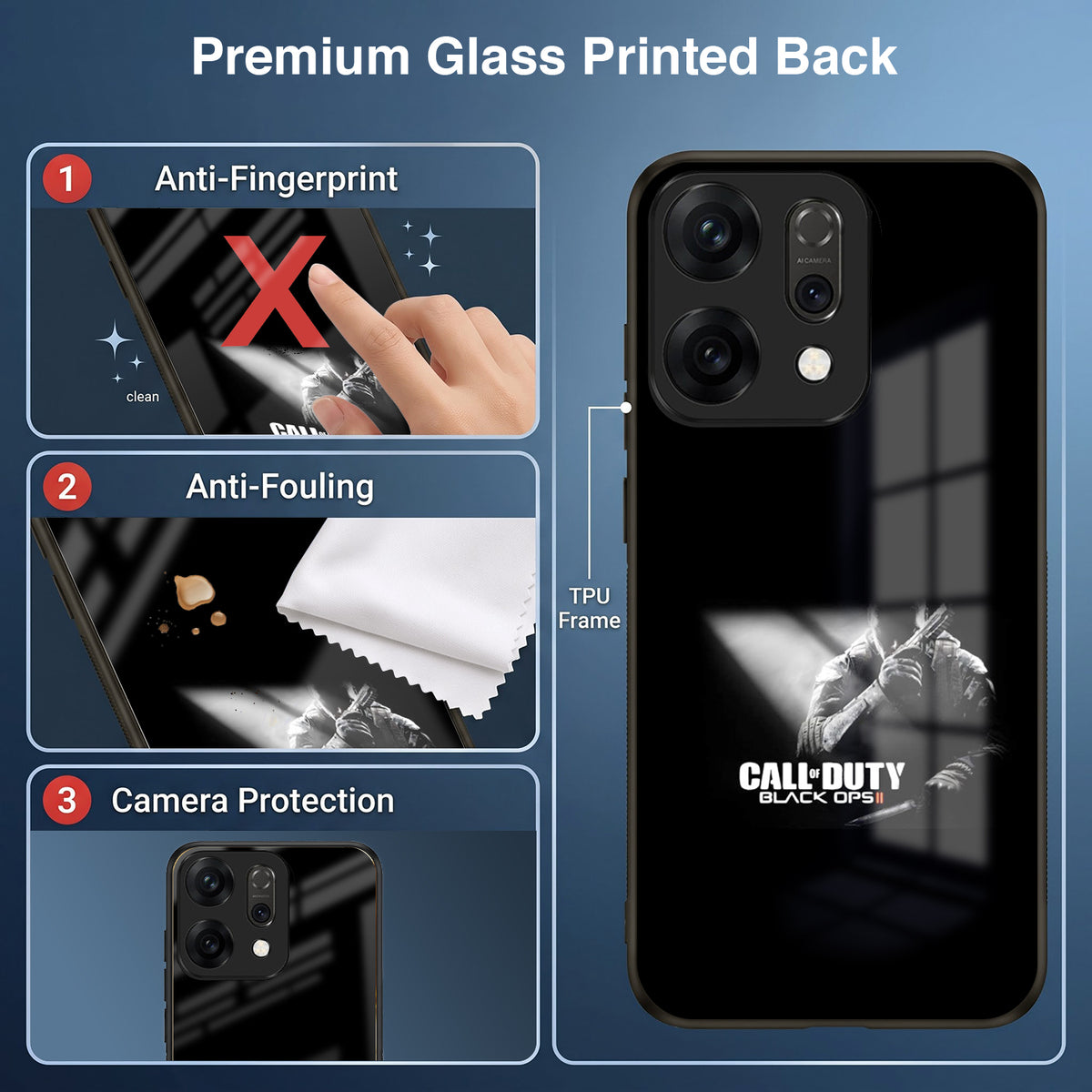 Oppo Reno 14 5G Premium Acrylic Shockproof Glass Back Case (Gamer Edition)