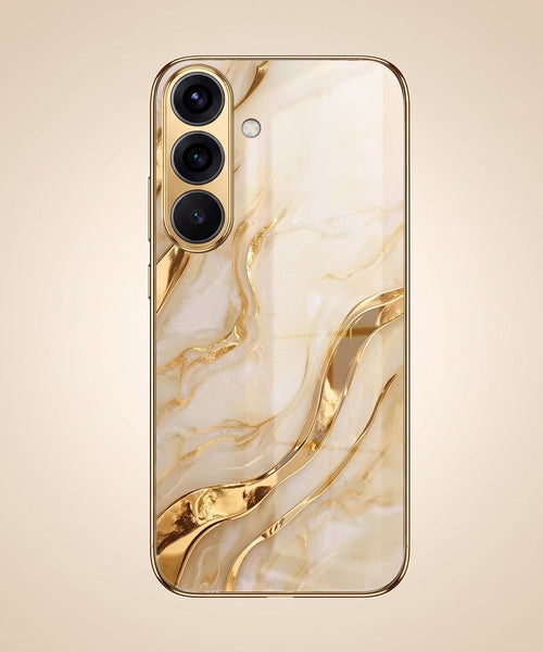 Samsung Galaxy A36 5G Marvel Texture Gold Electroplated Glass Phone Back Case