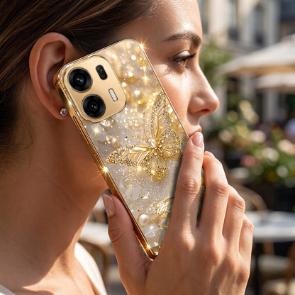 Oppo K14 Plus 5G Golden Butterfly Gold Electroplated Glass Phone Back Case