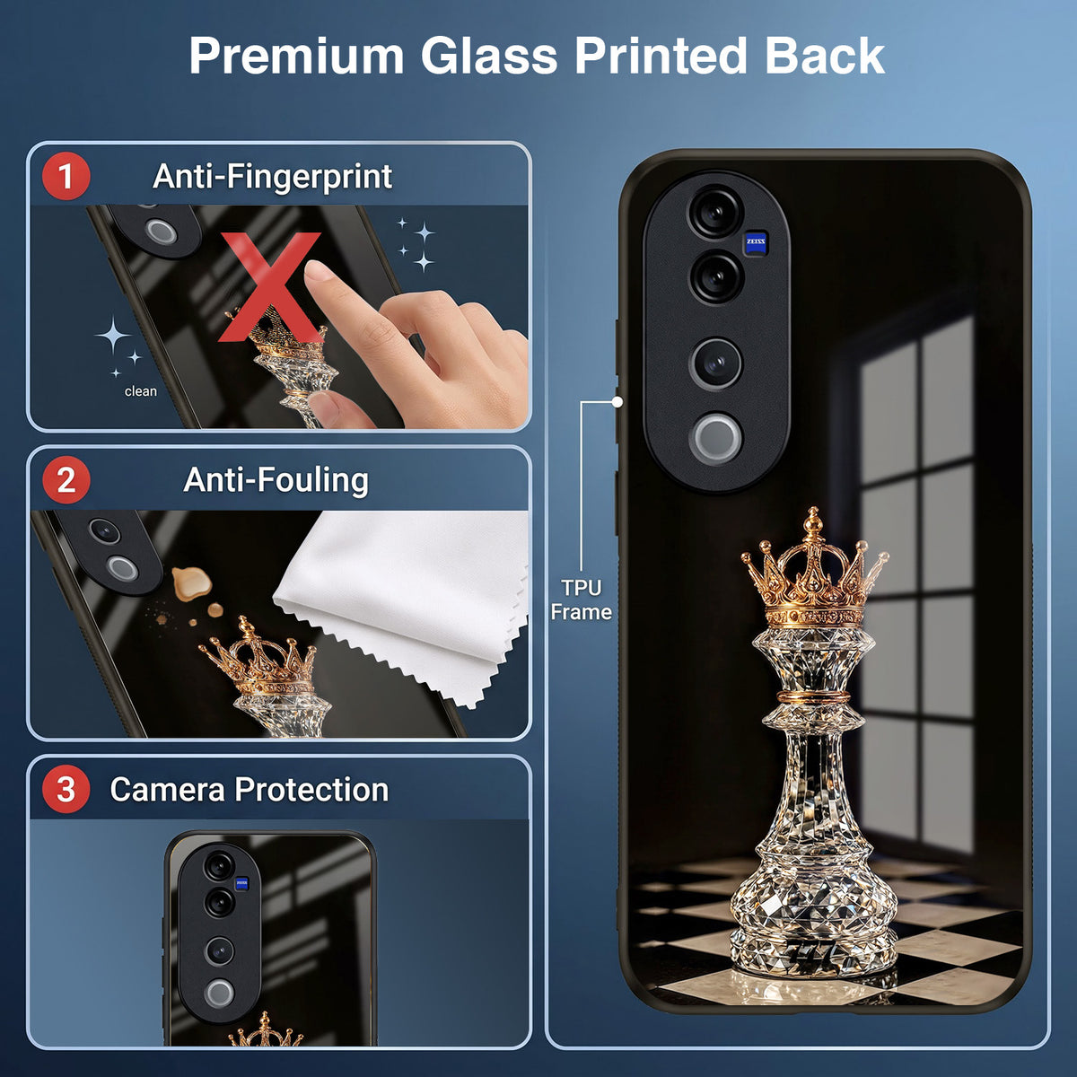 Vivo V40 Pro 5G Royal Chess King Acrylic Glass Back Case