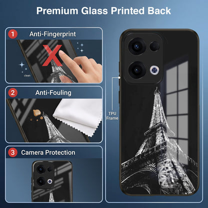 Oppo Reno 13 5G Premium Acrylic Shockproof Glass Back Case (Eiffel Tower)