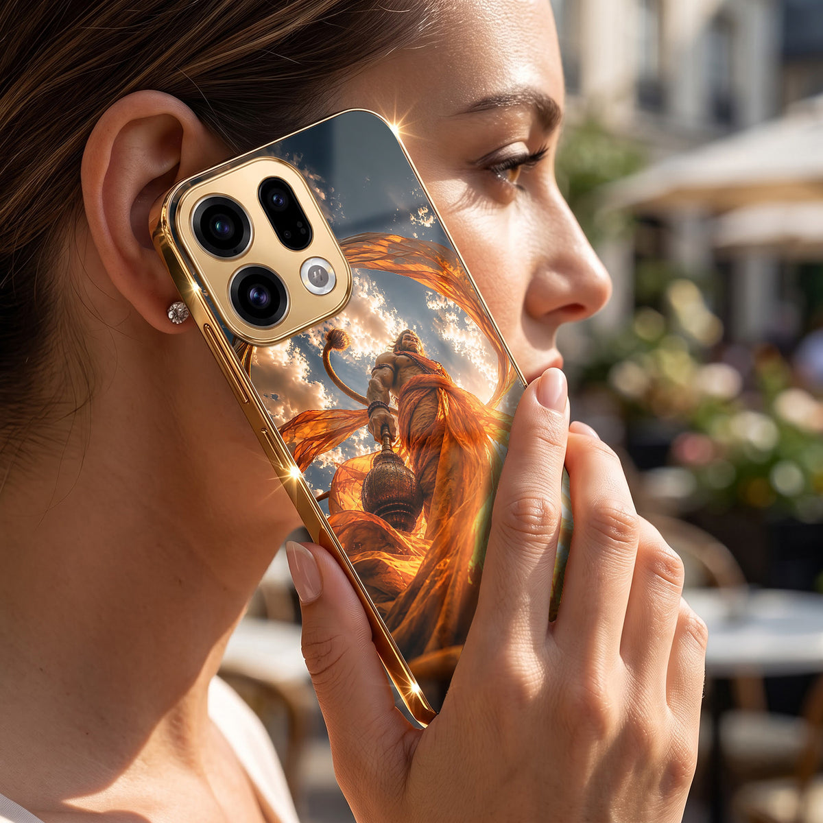 Oppo Find X9 5G Divine Hanuman Gold Electroplated Glass Phone Back Case