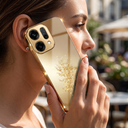 Oppo Reno 14 5G Golden Tree Gold Electroplated Glass Phone Back Case