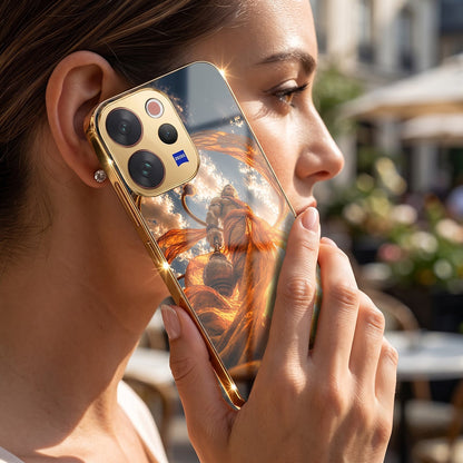 Vivo V70 5G Divine Hanuman Gold Electroplated Glass Phone Back Case