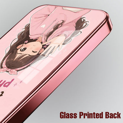 Vivo V40 Pro 5G Luxury Anime Girl Pink Electroplated Glass Phone Back Case