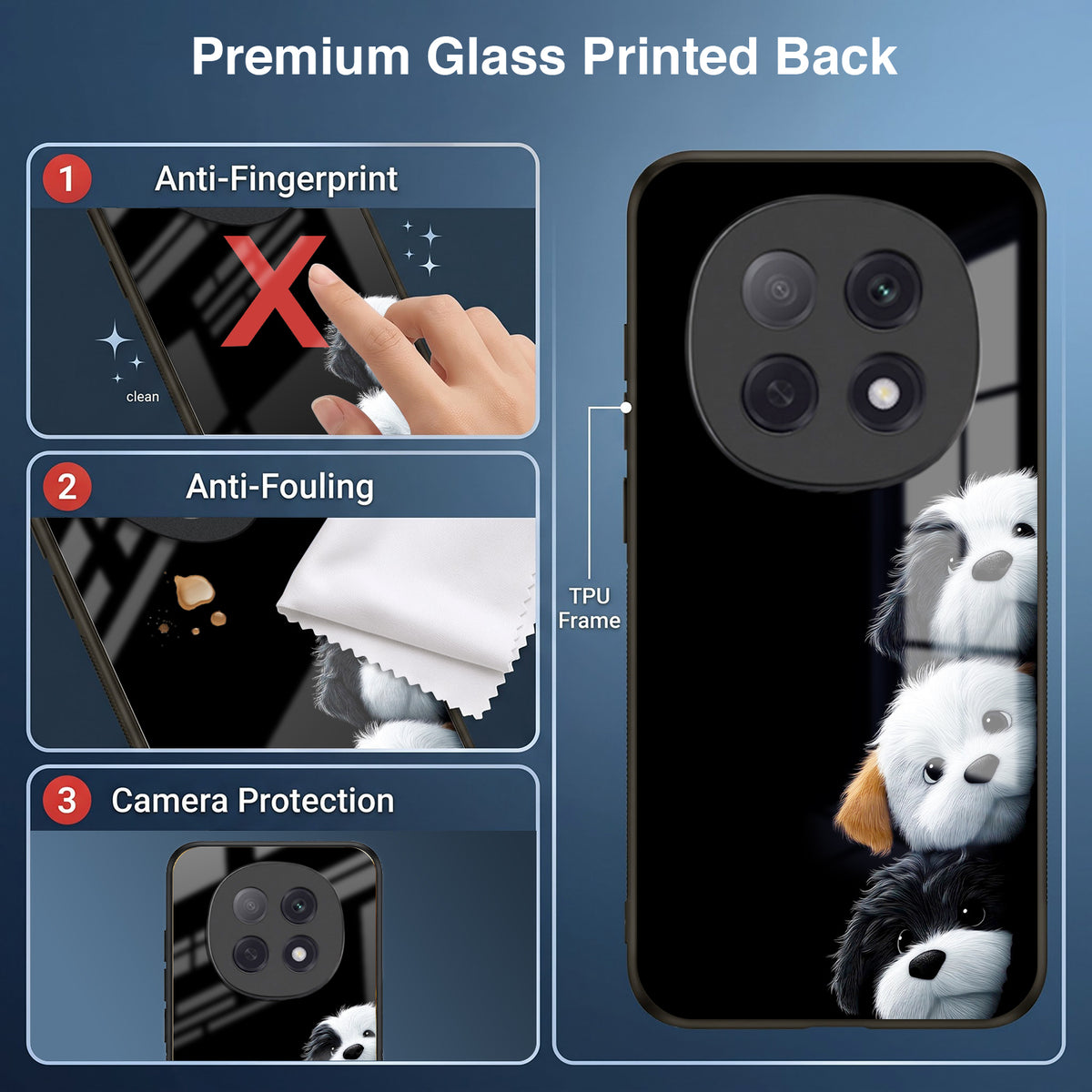 Oppo F29 Pro 5G Premium Acrylic Shockproof Glass Back Case (Fluffy Puppies)