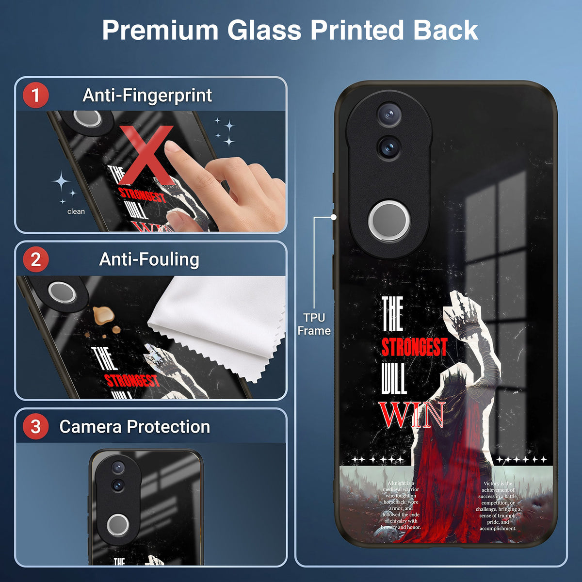 Vivo V50 5G The Strongest Will Win Acrylic Glass Back Case