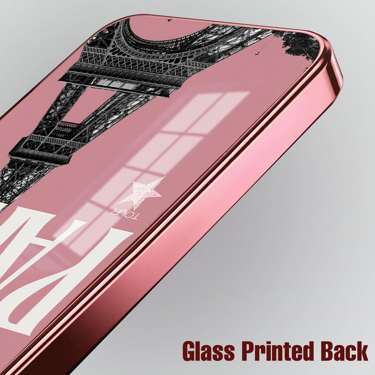 Vivo V70 5G Luxury Paris Tower Pink Electroplated Glass Phone Back Case