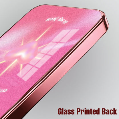Vivo V70 5G Luxury Glowing Heart Pink Electroplated Glass Phone Back Case