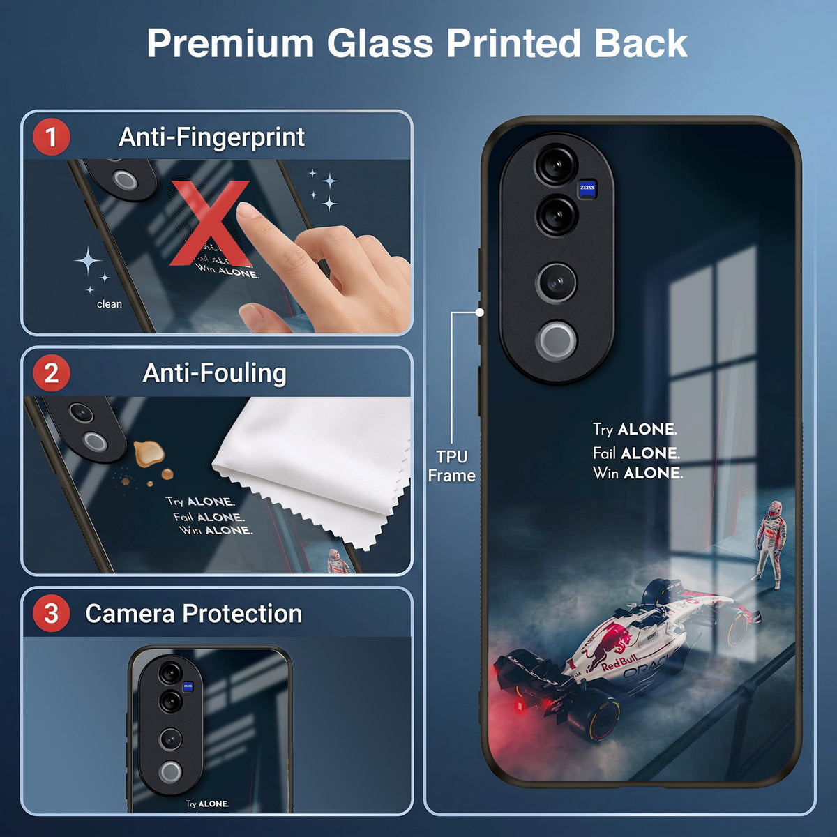 Vivo V40 Pro 5G Win Alone F1 Racing Acrylic Glass Back Case