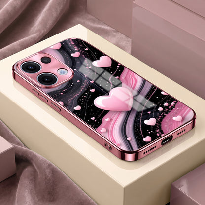 Oppo Reno 13 5G Love Sparkle Pink Electroplated Glass Phone Back Case