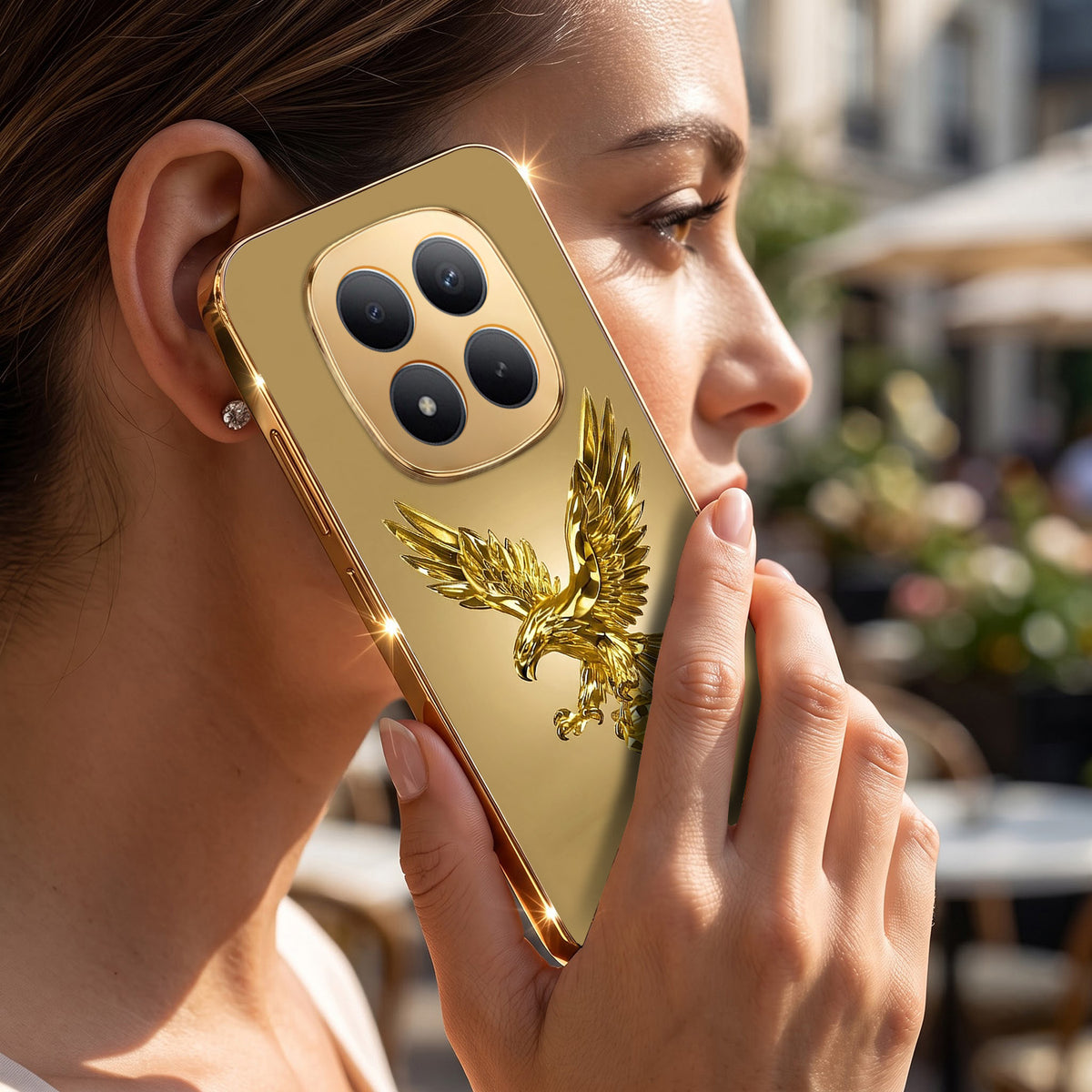 Redmi Note 15 Pro+ 5G Golden Eagle Gold Electroplated Glass Phone Back Case