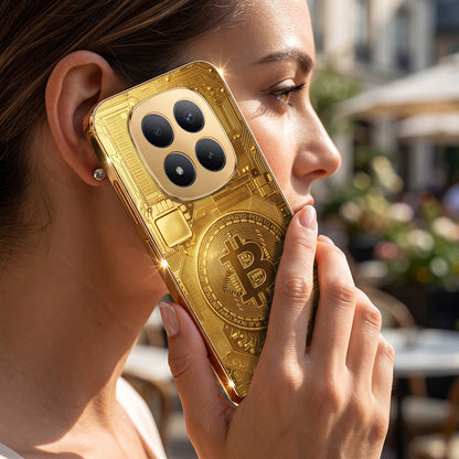 Redmi Note 15 Pro+ 5G Bitcoin Gold Electroplated Glass Phone Back Case