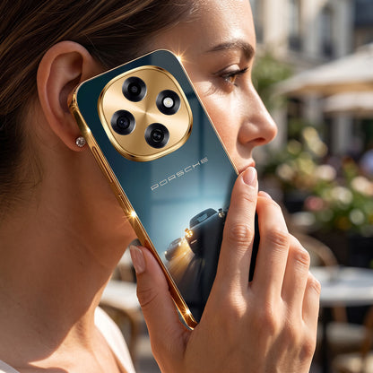 OPPO F31 Pro 5G Porsche Luxury Gold Electroplated Glass Phone Back Case