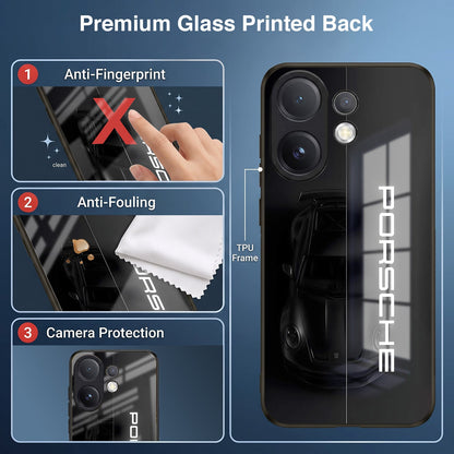 Vivo V60 5G Premium Acrylic Shockproof Glass Back Case (Black Porsche)