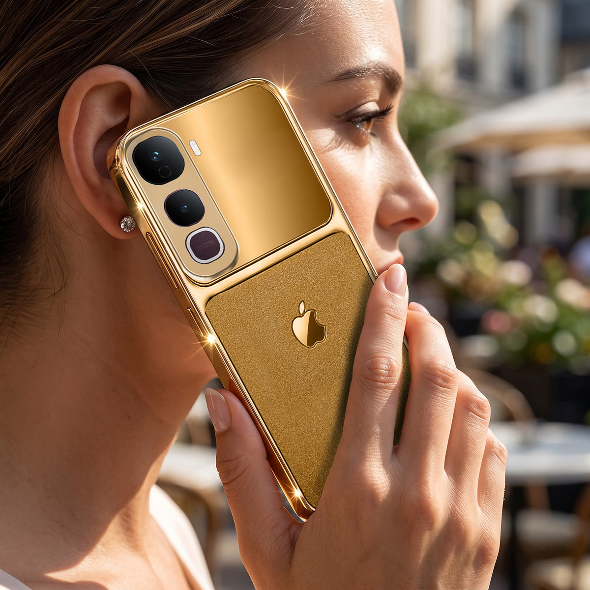 Vivo Y400 Pro 5G Royal Touch Apple Gold Electroplated Glass Phone Back Case