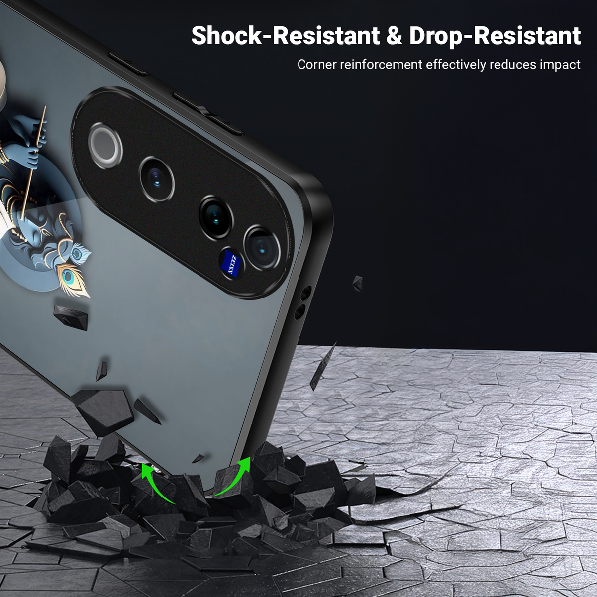 Vivo V40 Pro 5G Premium Acrylic Shockproof Glass Back Case (Krishna Ji)