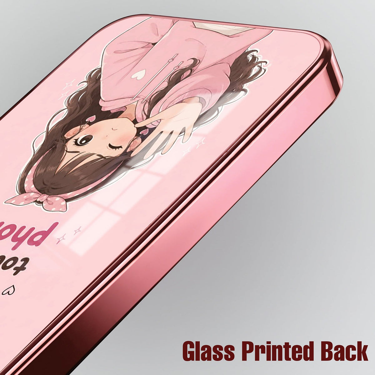 Redmi Note 15 Pro+ 5G Luxury Anime Girl Pink Electroplated Glass Phone Back Case