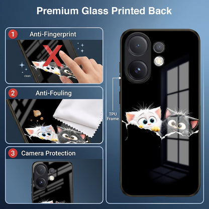 Vivo V60 5G Premium Acrylic Shockproof Glass Back Case (Cute Paws)