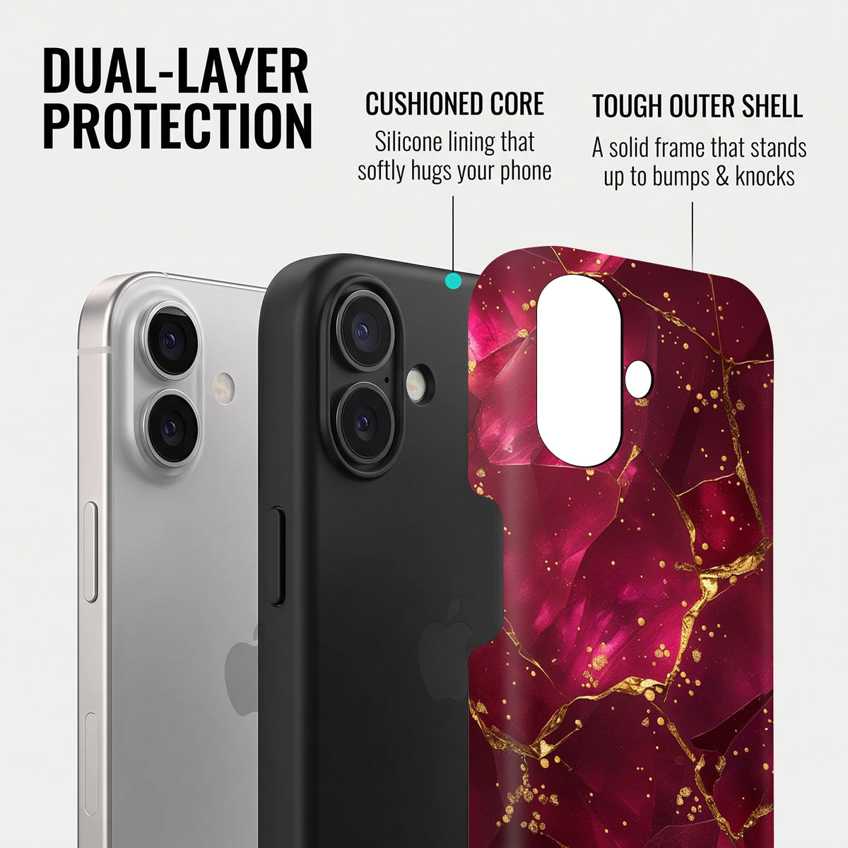 iPhone 16 5G Luxury Crimson Marble Protective Case