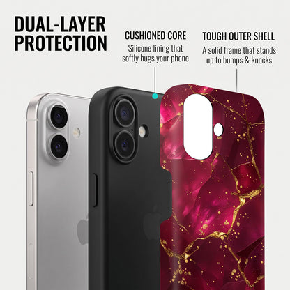 iPhone 16 5G Luxury Crimson Marble Protective Case