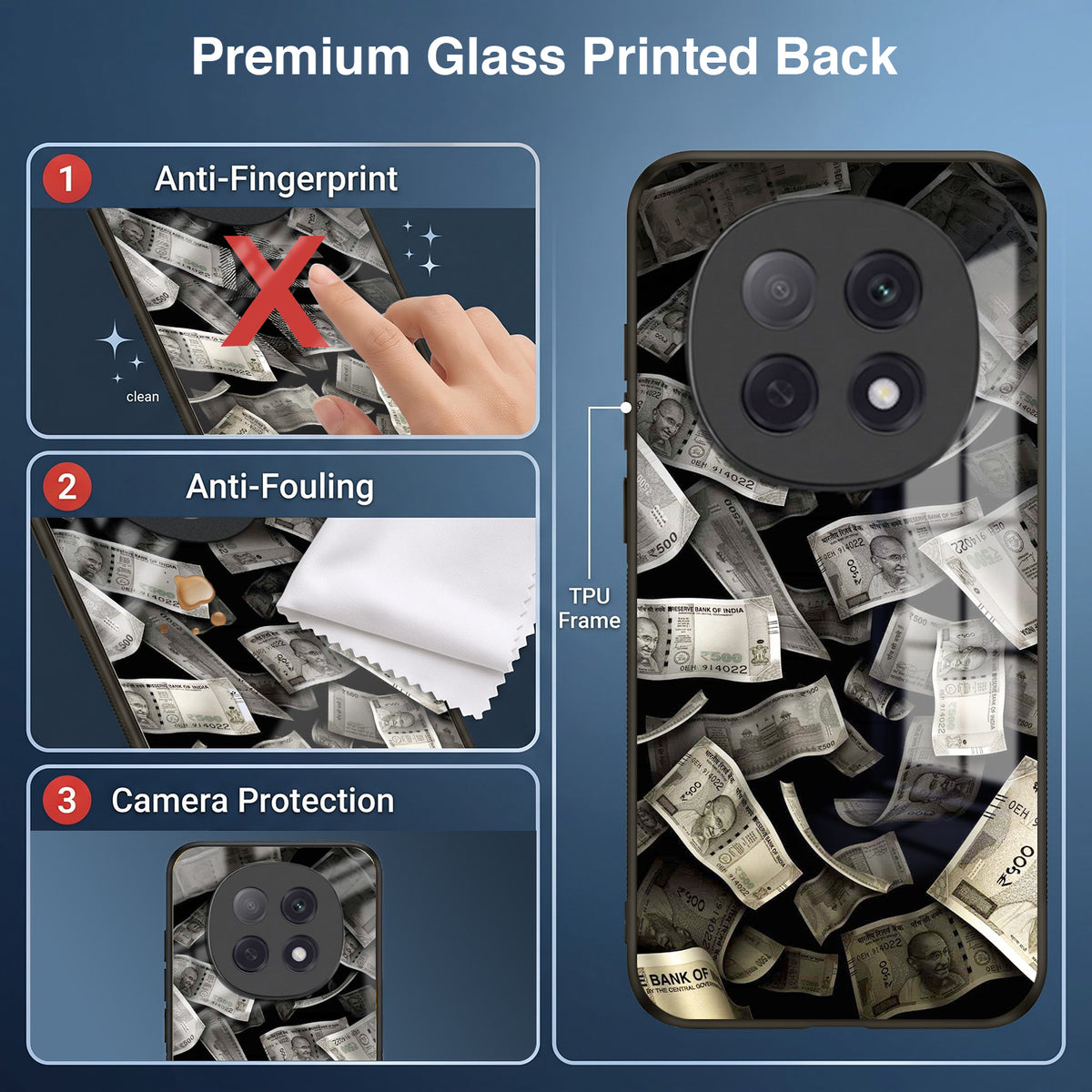 Oppo F29 Pro 5G Premium Acrylic Shockproof Glass Back Case (Money Magnet)