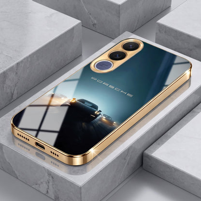 Vivo V70 FE 5G Porsche Luxury Gold Electroplated Glass Phone Back Case
