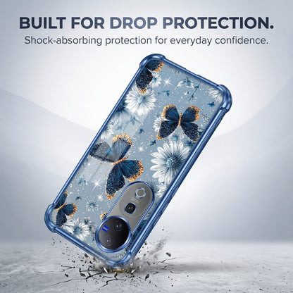 Vivo V40 Pro 5G Blue Butterfly Floral Airbags Printed Back Case