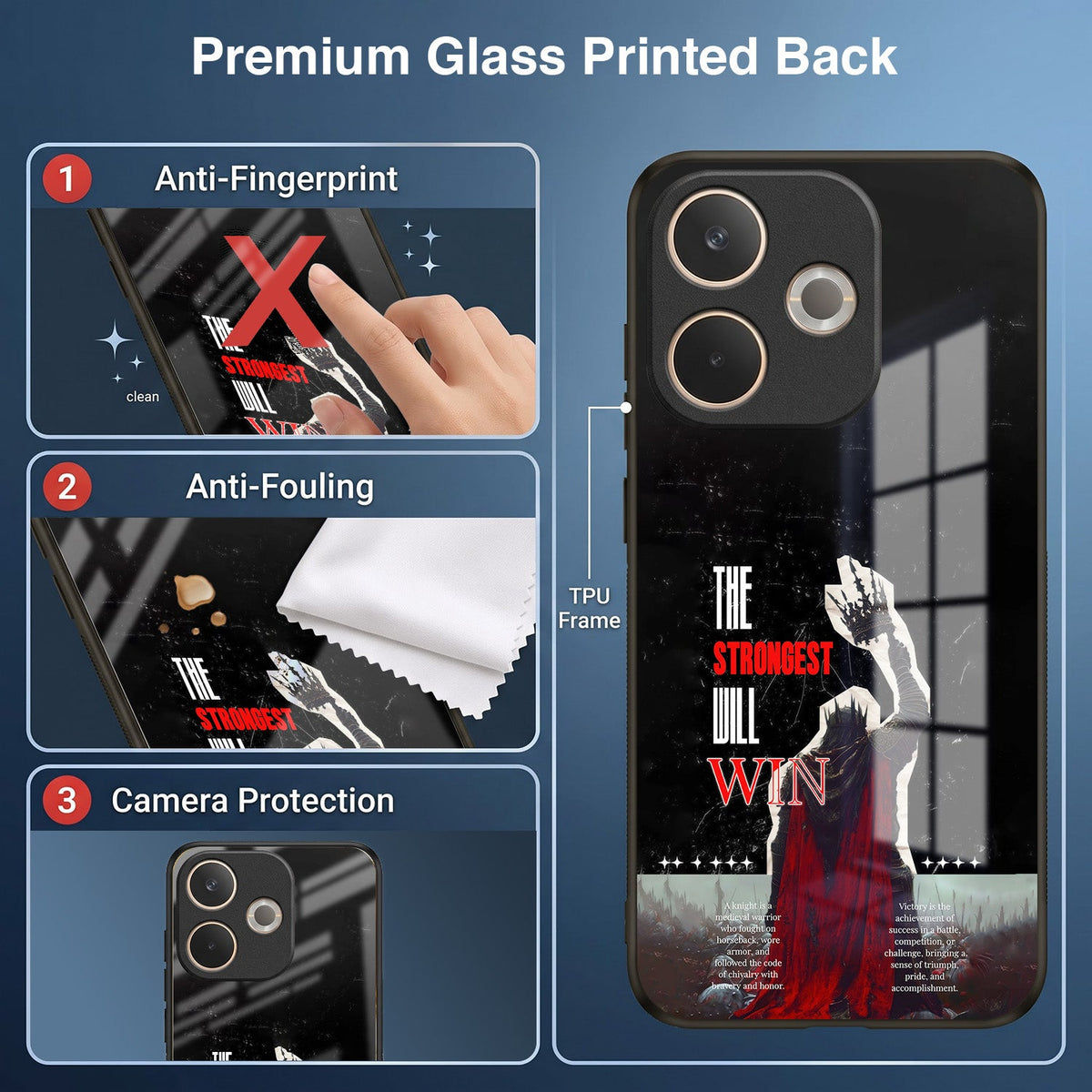 Vivo T4 5G The Strongest Will Win Acrylic Glass Back Case