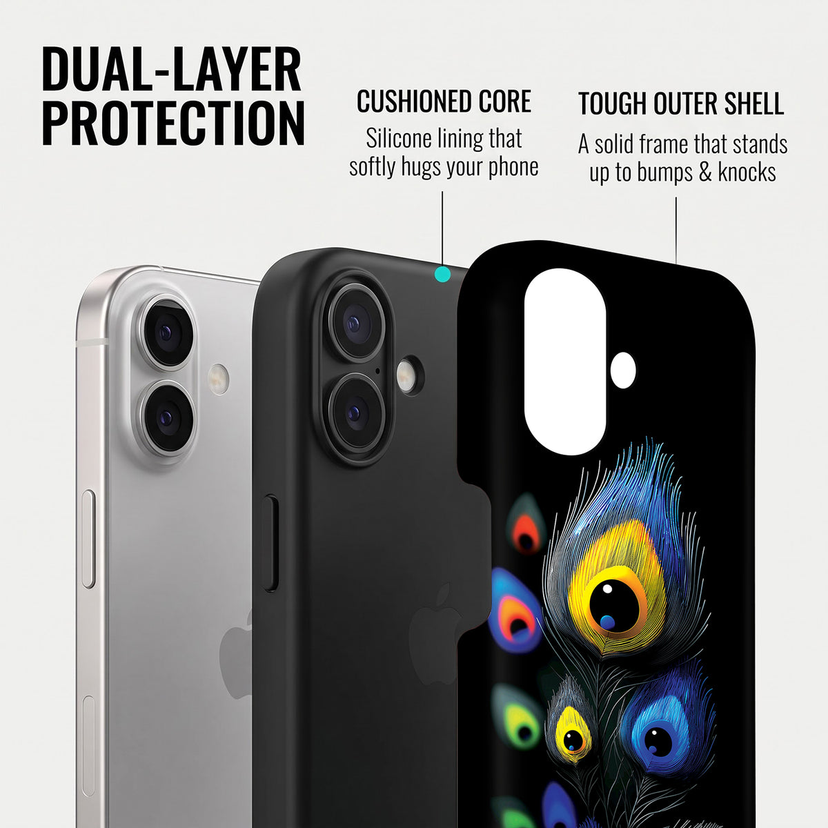 iPhone 16 5G Multi-Feather Peacock Protective Case