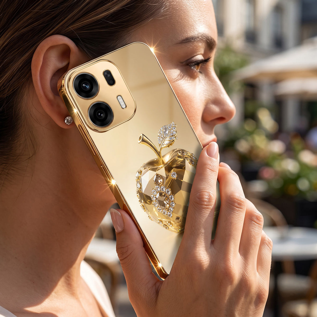Oppo K14 Plus 5G Golden Apple Gold Electroplated Glass Phone Back Case