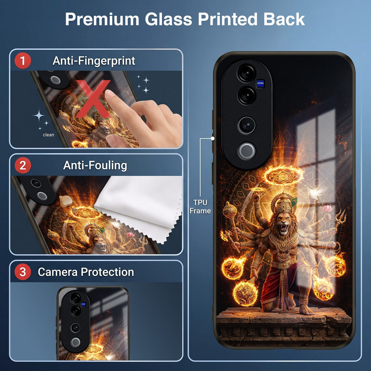 Vivo V40 Pro 5G Lord Narasimha Acrylic Glass Back Case