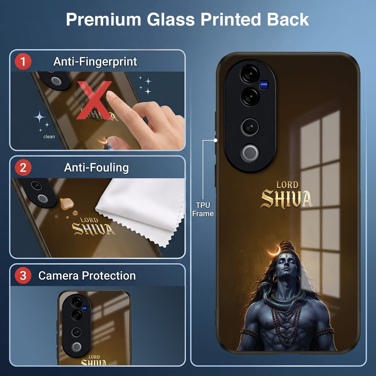 Vivo V40 Pro 5G Lord Shiva Acrylic Glass Back Case