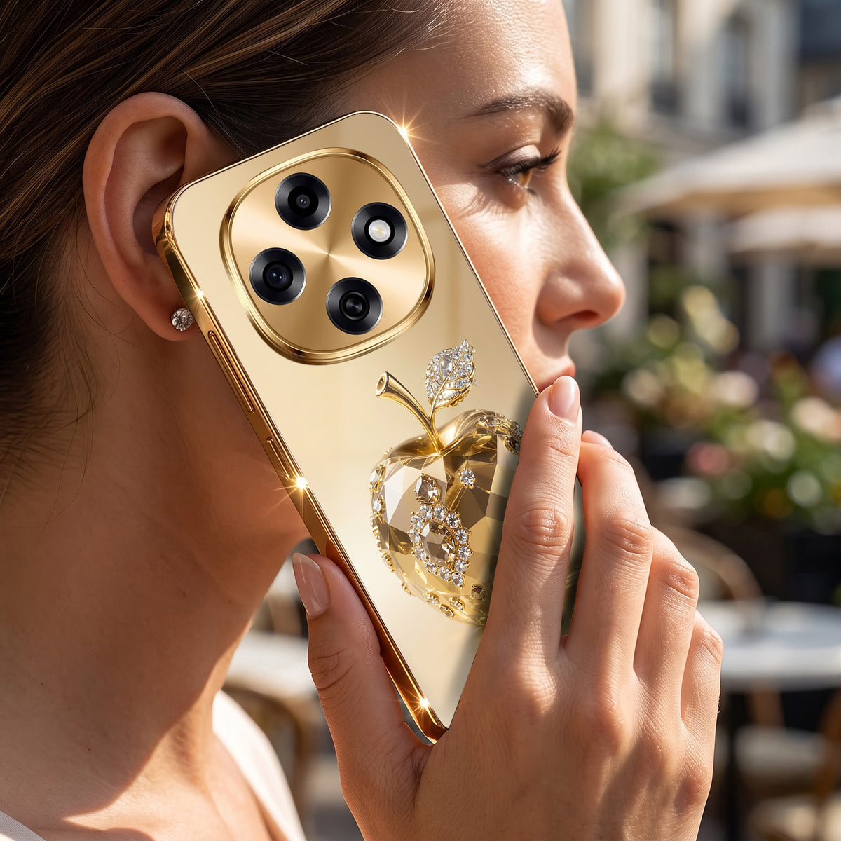 OPPO F31 Pro 5G Golden Apple Gold Electroplated Glass Phone Back Case