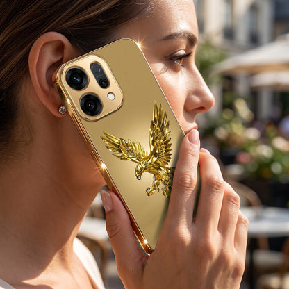 Oppo Reno 14 5G Golden Eagle Gold Electroplated Glass Phone Back Case
