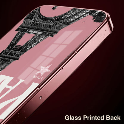 Oppo Reno 14 5G Luxury Paris Tower Pink Electroplated Glass Phone Back Case