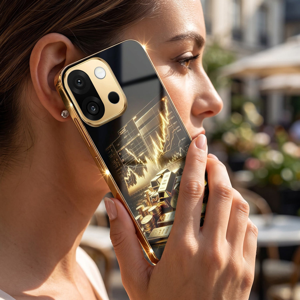 OnePlus 13s 5G Luxury Wealth Trader Gold Electroplated Glass Phone Back Case