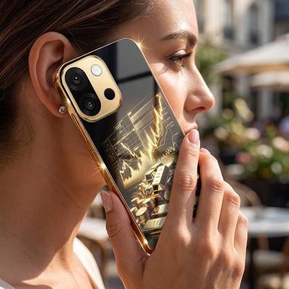 OnePlus 13s 5G Luxury Wealth Trader Gold Electroplated Glass Phone Back Case