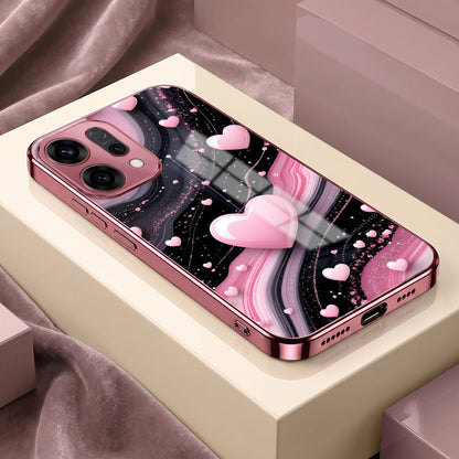Oppo Reno 14 5G Love Sparkle Pink Electroplated Glass Phone Back Case