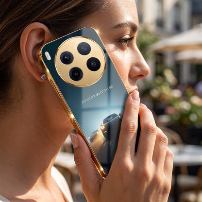 Vivo X300 Pro 5G Porsche Luxury Gold Electroplated Glass Phone Back Case